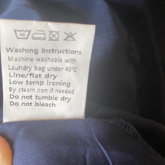 Annebouti Navy Dress Swiss Dot Flare Sleeve Flowy Smocked Bodice Ruffle Hem XL - Picture 4 of 10